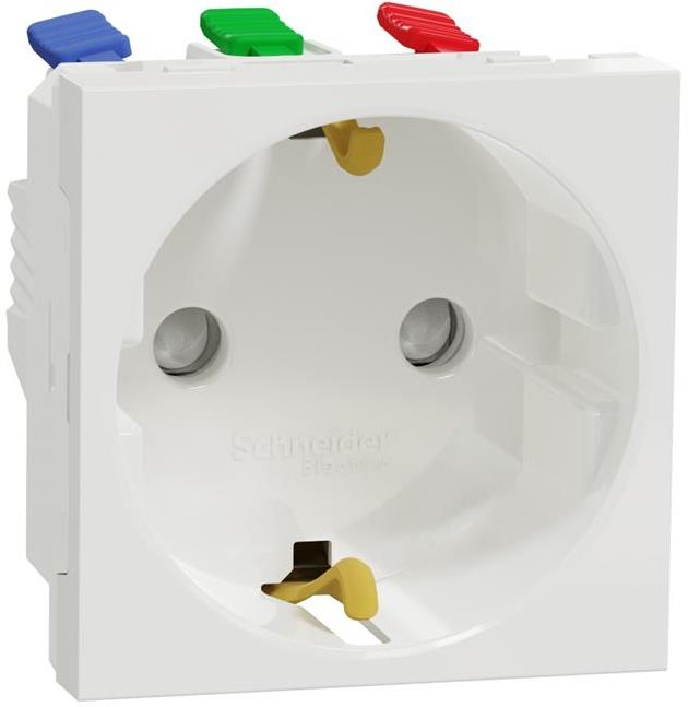 Schneider Electric – Контакт шуко с детска защита авт. 2 мод. цвят Бял Unica SE – Бели механизми Unica