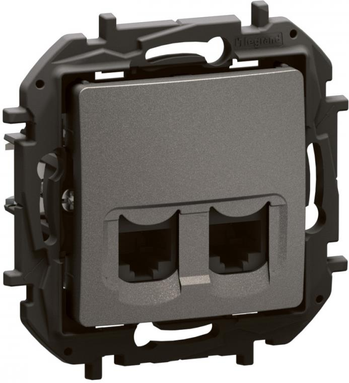 Розетка 2xRJ45 cat.5e UTP цвят Сив Niloe New Legrand – Сиви механизми Niloe New