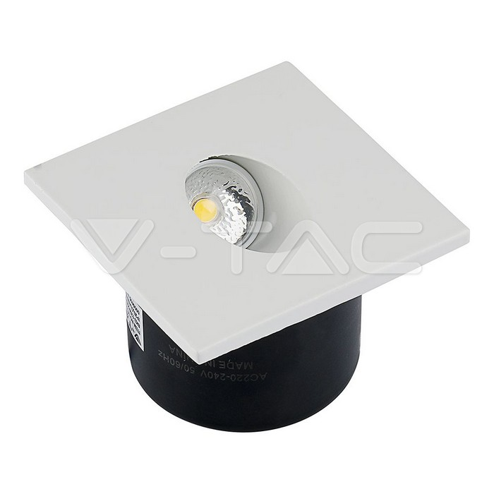 V-TAC – 3W LED Луна за Стена Квадрат 3000К – LED Осветление за Стъпала