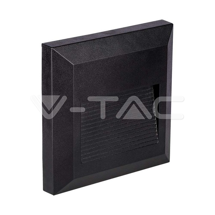 V-TAC – 2W LED Осветление за Стъпала Черно Тяло Квадрат 3000К