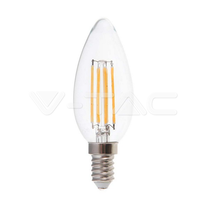 V-TAC – LED Крушка 4W Filament E14 Кендъл 4000K – LED Крушки
