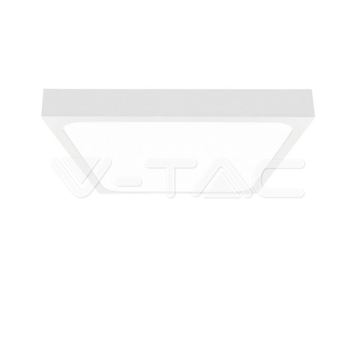 V-TAC – 30W LED Плафон Квадрат Бяла Рамка 4000К IP44 – LED Плафониери