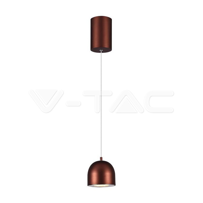 V-TAC – 8.5W LED Висяща Лампа Φ100 Регулируемо Въже Touch On/Off Кафяво Тяло 3000K – Полилеи