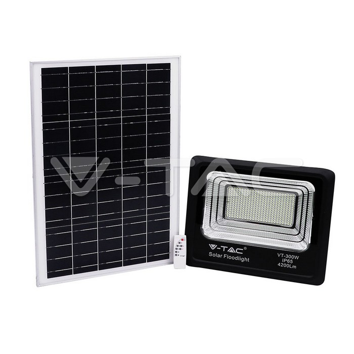 V-TAC – 50W LED Прожектор с Фотоволтаичен Панел 6000K – Соларно осветление