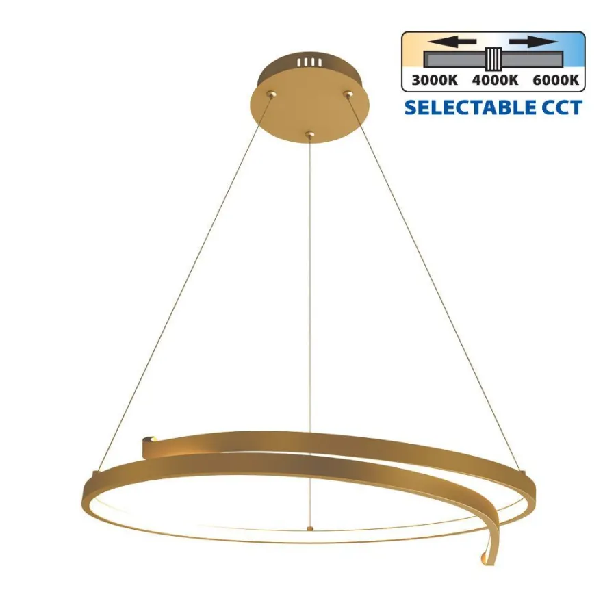Vivalux – LED полилей OMICRON LED ∙ 38W ∙ злато ∙ CCT-switch ∙ 3000-4000-6000K – LED плафониери и полилеи