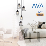 Полилей AVA ∙ SSP759 ∙ 5хЕ27 ∙ декоративна решетка ∙ черен — снимка 5