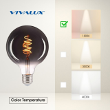 LED филамент лампа FLICK SMOKE LED ∙ GFS125 ∙ 4W ∙ 100lm ∙ E27 ∙ 1800K ∙ димируема — снимка 3
